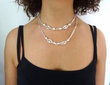 Sterling silver double curb chain necklace made in italy