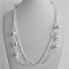 Sterling silver necklace. Anchor link chain, beads, marina link. Length: 100 cm.