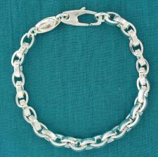 Silver oval link bracelet for men