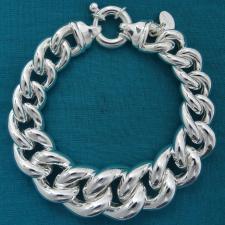 925 silver graduated hollow curb link bracelet. 20-12mm.