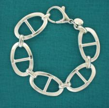 Handmade textured oval link bracelet