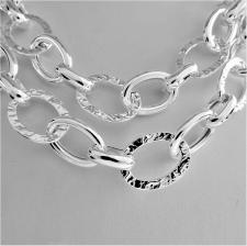 Sterling silver textured link necklace length 90 cm