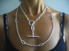 Sterling silver anchor chain toggle necklace 