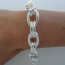 Sterling silver double oval link bracelet