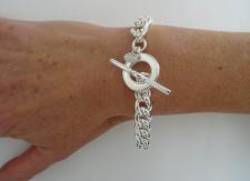 Sterling silver curb link toggle bracelet 