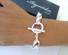 Chiusura a barretta bracciale in argento 925 rolo ovale 10mm