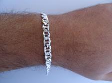 Men's sterling silver flat marina bracelet 7mm