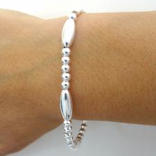 Bracciale sfere e ovali in argento 925