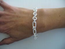 Sterling silver textured link bracelet 8mm