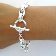 Bracciale catena ovale e barretta in argento 925