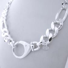 Chunky silver necklace made in italy. Sterling silver solid Figaro necklace 13.5mm. Length 59 cm....