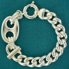 Bracciale argento 925 maglia marina 22mm e groumette 14mm.