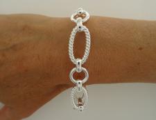 Sterling silver textured link bracelet 14mm