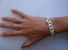 Silver oval flat links bracelet made in Italy