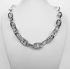 Sterling silver women's anchor chain link necklace