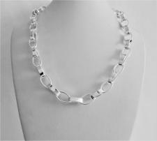 Solid 925 silver flat oval rolo link chain necklace 