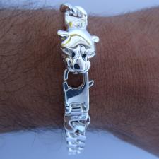 Sterling silver men's panther bracelet 10mm.