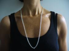 Collana uomo lunga in argento 925. Maglia tonda 4,5mm.