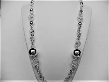 Long silver necklace with beads