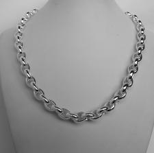 Sterling silver oval rolo link necklace 8,5mm. Hollow chain. Oval belcher necklace.