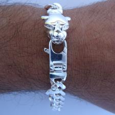 Bracciale uomo in argento con testa di pantera.