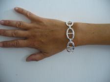 Handmade textured oval link bracelet