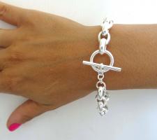 Bracciale catena ovale e barretta in argento 925