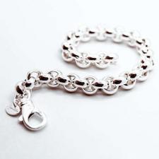 Sterling silver round rolo link bracelet. Silver belcher bracelet.