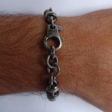 Oxidized sterling silver men's bracelet 9mm.