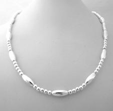 Collana catena in argento sfere e ovaline 