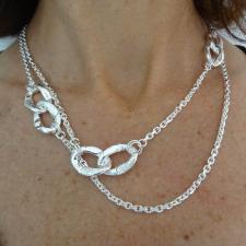 Sterling silver Croco texture link necklace