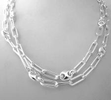 Collana catena paperclip lunghezza 90 cm in argento 925