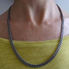 Oxidized sterling silver curb chain necklace 5mm 