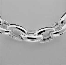 Sterling silver oval rolo link necklace 15mm hollow chain