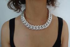 Sterling silver large hollow curb necklace 
