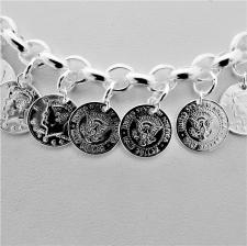 Half dollar silver bracelet