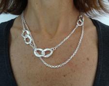 Sterling silver Croco texture link necklace