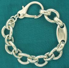 Handmade sterling silver bracelet. Oval link + ID 16mm.