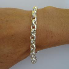 Solid silver oval rolo link bracelet