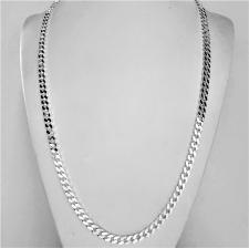 Sterling silver solid diamond cut curb necklace 5mm x 2mm. LENGTH 60 CM.