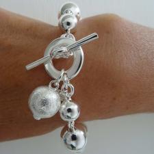 Sterling silver beaded toggle bracelet