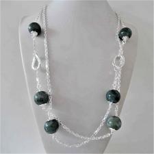 Sterling silver green agate necklace