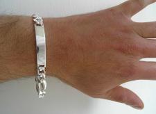 925 silver ID bracelet figaro chain