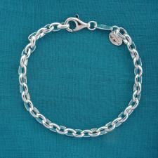 Solid sterling silver oval rolo link bracelet 5mm. Oval belcher bracelet.