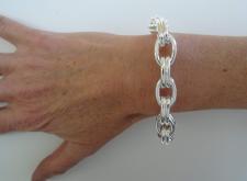 Sterling silver double oval link bracelet