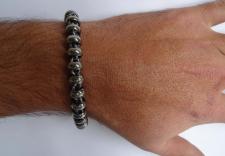 Oxidized sterling silver men's bracelet 9mm