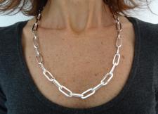 Rectangular link necklace in sterling silver