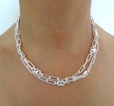 Collana catena paperclip lunghezza 90 cm in argento 925
