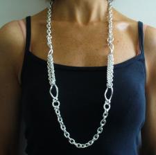 Long sterling silver necklace cm 90 made in Italy