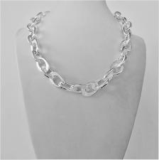 Sterling silver handmade textured oval link necklace